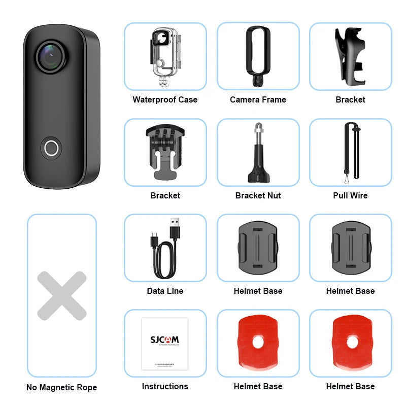 SJCAM C100 Plus Action Cam 4K Electronic Image Stabilization 2.4G WiFi 30M Waterproof With Case Sport Camera Black White