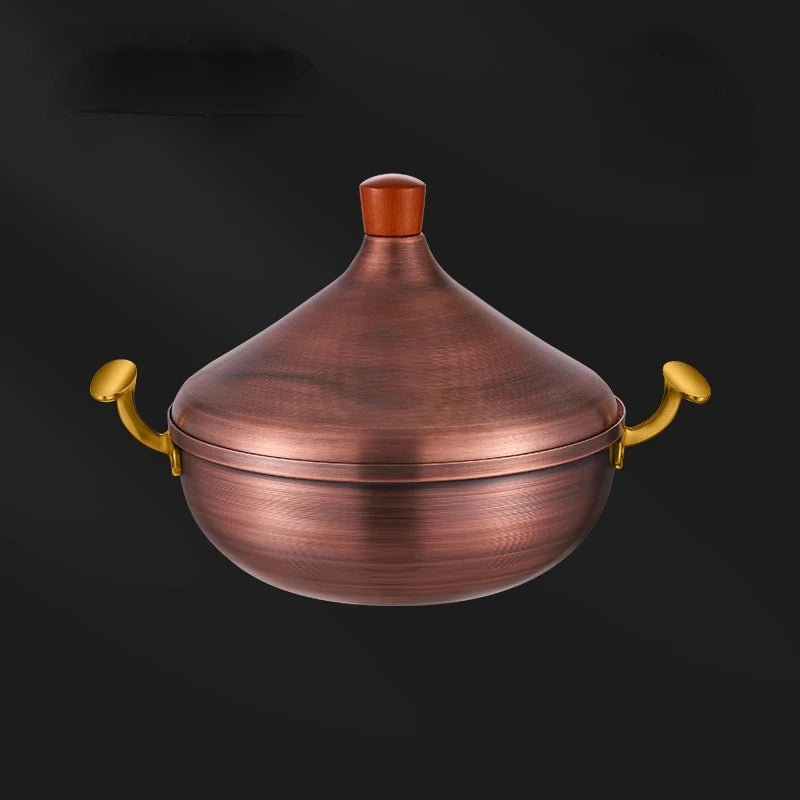 Hot Pot Pure Copper Moroccan Tagi Pot,Southeast Asian Soup Pot,Tom Yin Gong Hot Pots for Cooking,Thai Characteristics Tablewares