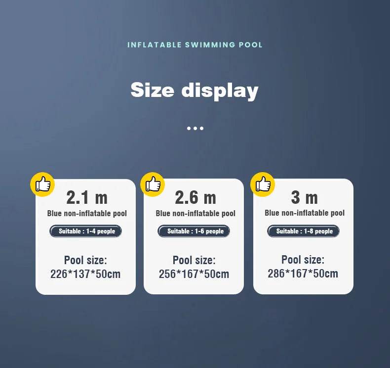 3M/2.6M/2.1M Big Swimming Pool Wear-Resistant Non-Inflatable Outdoor Large Pools Outdoor Indoor Game Back to School Gifts - AIAZ
