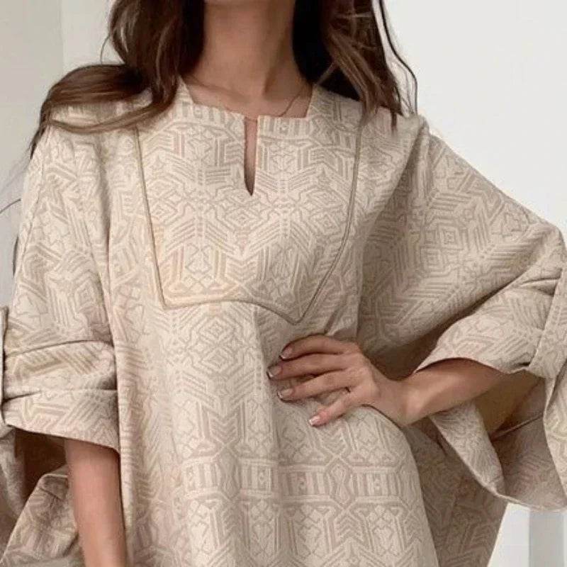 2024 Summer Fashion New Muslim Women Loose Ethnic Style Plus Size Dress Printed Square Neck Elegant Casual Party Women's Wear - AIAZ