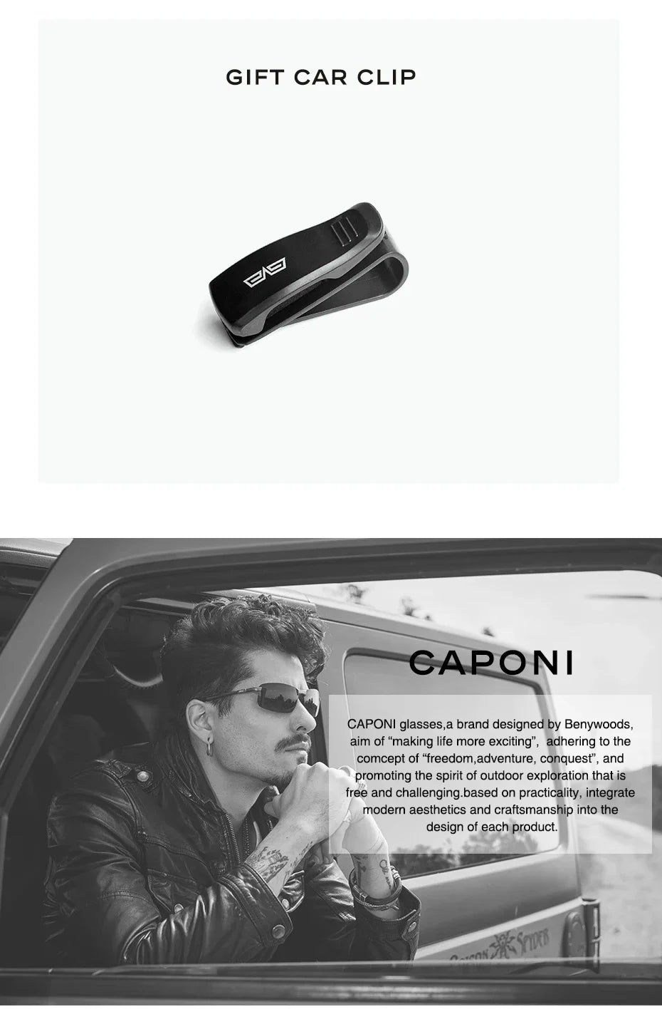 CAPONI Polarized Sunglasses For Men Fashion Pure Ttanium Eyewear Retro Trendy Brand Design Sun Glasses for Driving Shades BS1905