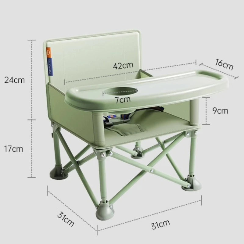 Foldable Baby Highchair with Anti-Slip Seat-Multi-Functional Feeding Chair for Outdoor Easy-Clean Portable Design for Beach