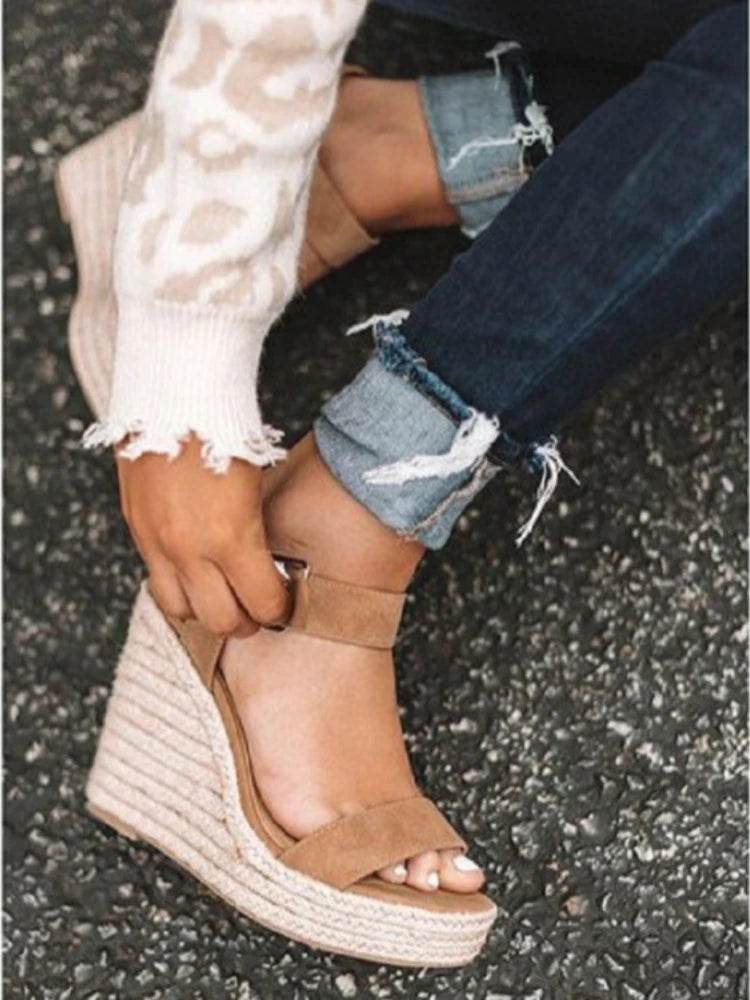 Women Leisure Wedges Heeled Wedge heel serpentine sandals Summer New Sandals Party Platform High Heels Shoes sandalias mujer - AIAZ
