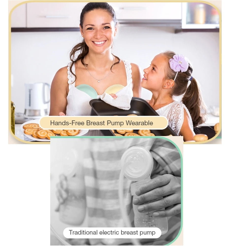 Electric Breastmilk Pump Handsfree BPA Free With Milk Storage Bag 3 Mode&9 Level Powerful Suction Low Noise Wearable Breast Pump