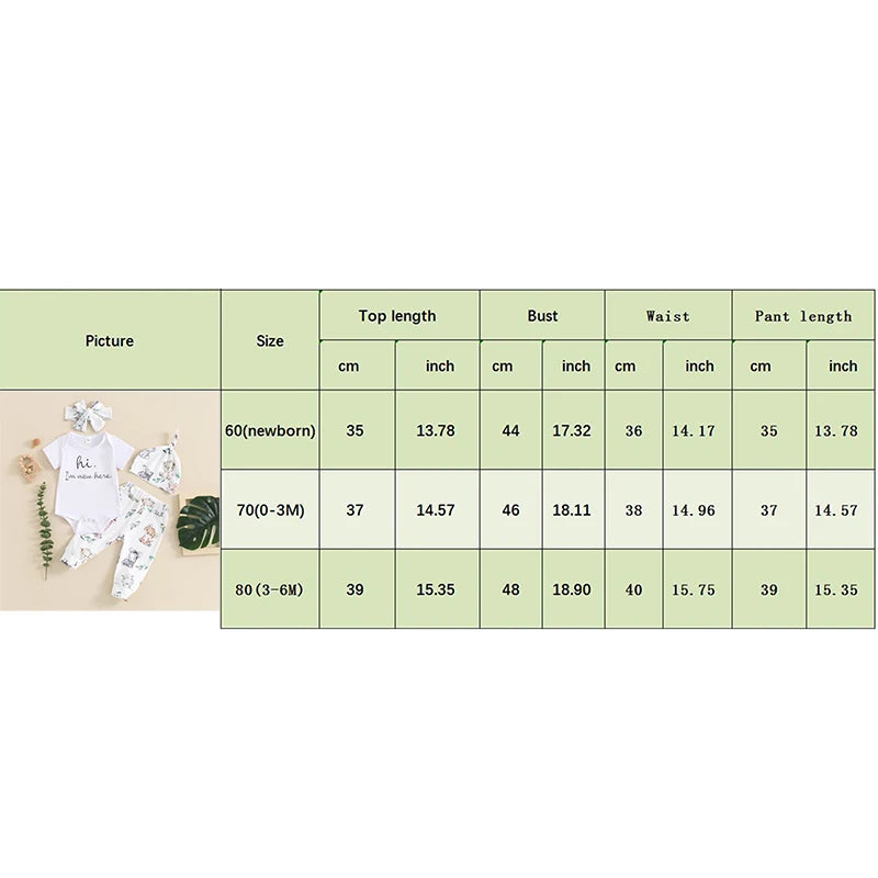 Citgeett Summer Infant Baby Boys Girls Outfits Short Sleeve Animal Print Romper + Pants + Headband + Hat Set Clothes