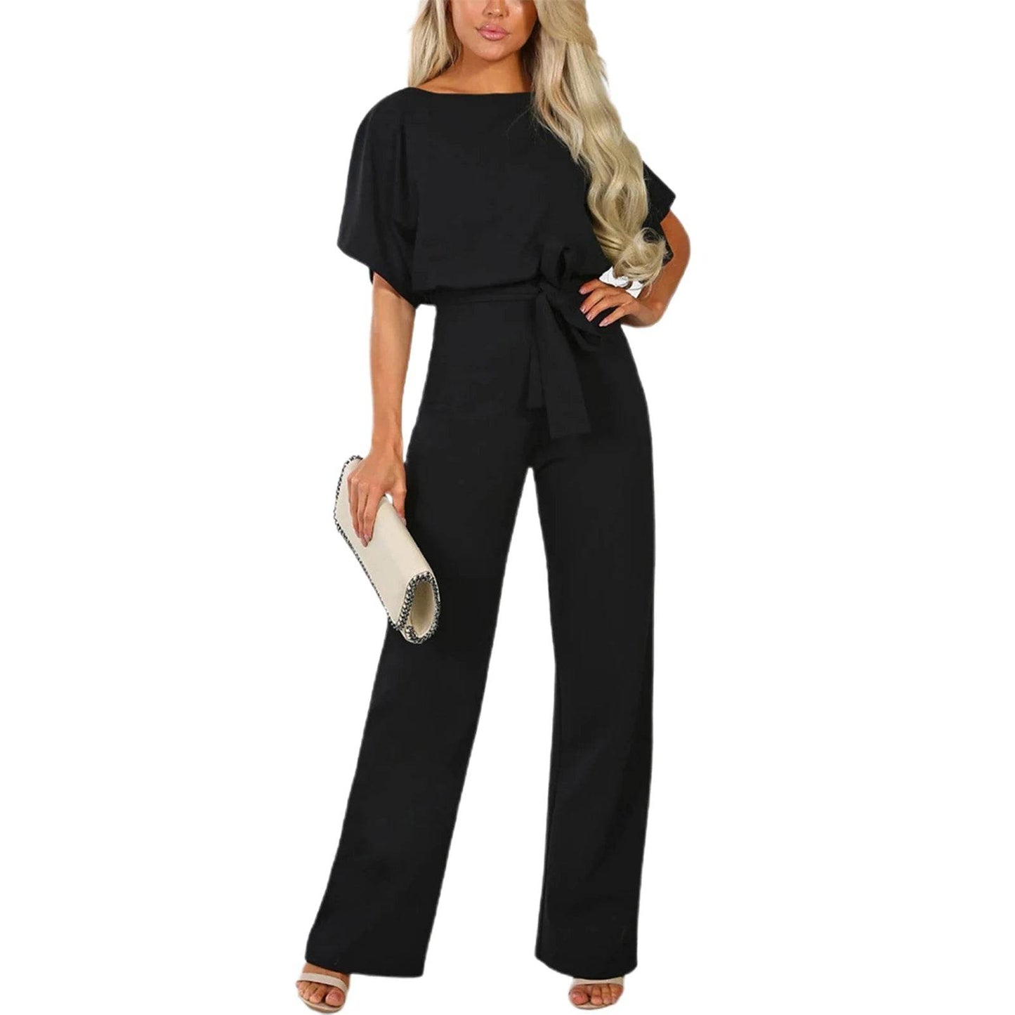Women Sleeveless Long Jumpsuit 2025 Summer Wide Leg Pant Casual Waisted Tank Rompers Playsuit Office Lady Elegant Pocket Overall - AIAZ