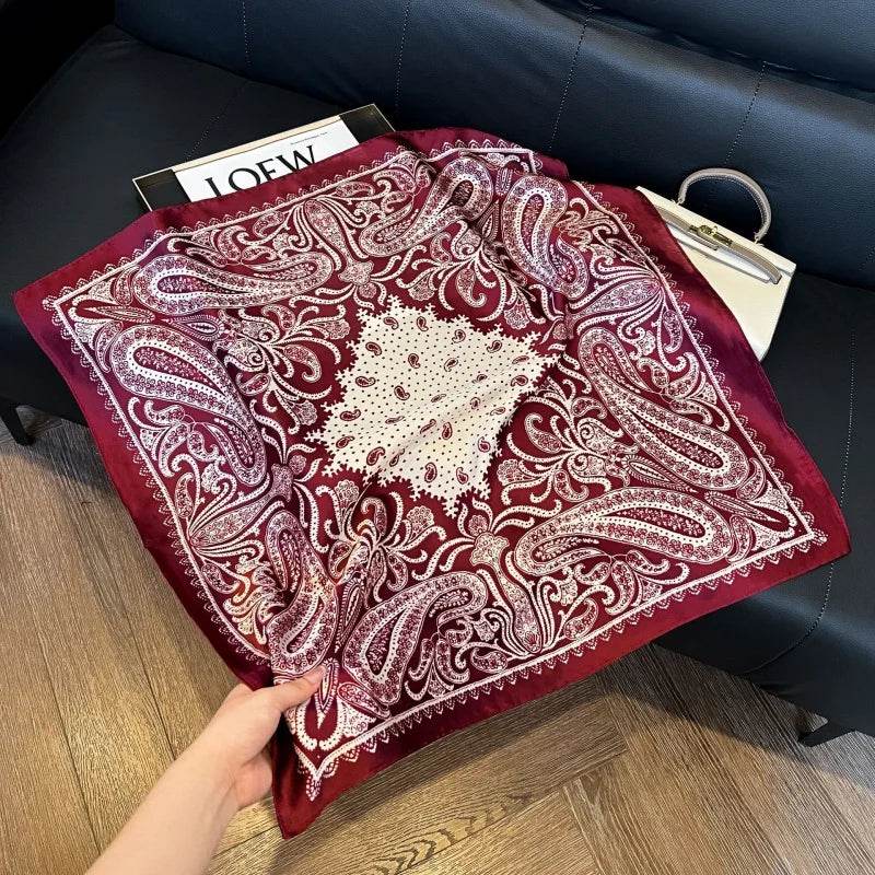 2024 New Leopard Print Square Scarf Women's Imitation Silk Scarf Casual Versatile Decoration Small Neck Scarf 70CMx70CM - AIAZ