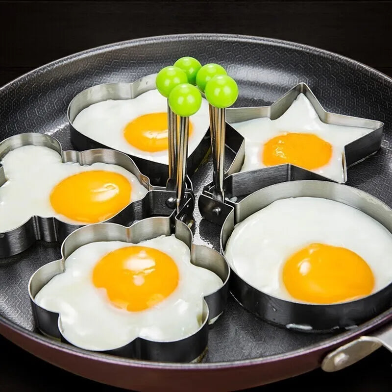 5 Style Heart Fried Egg Mold Stainless Steel Egg Mould Maker Breakfast Baking Omelette Rings Cooking Tools Kitchen Accessories