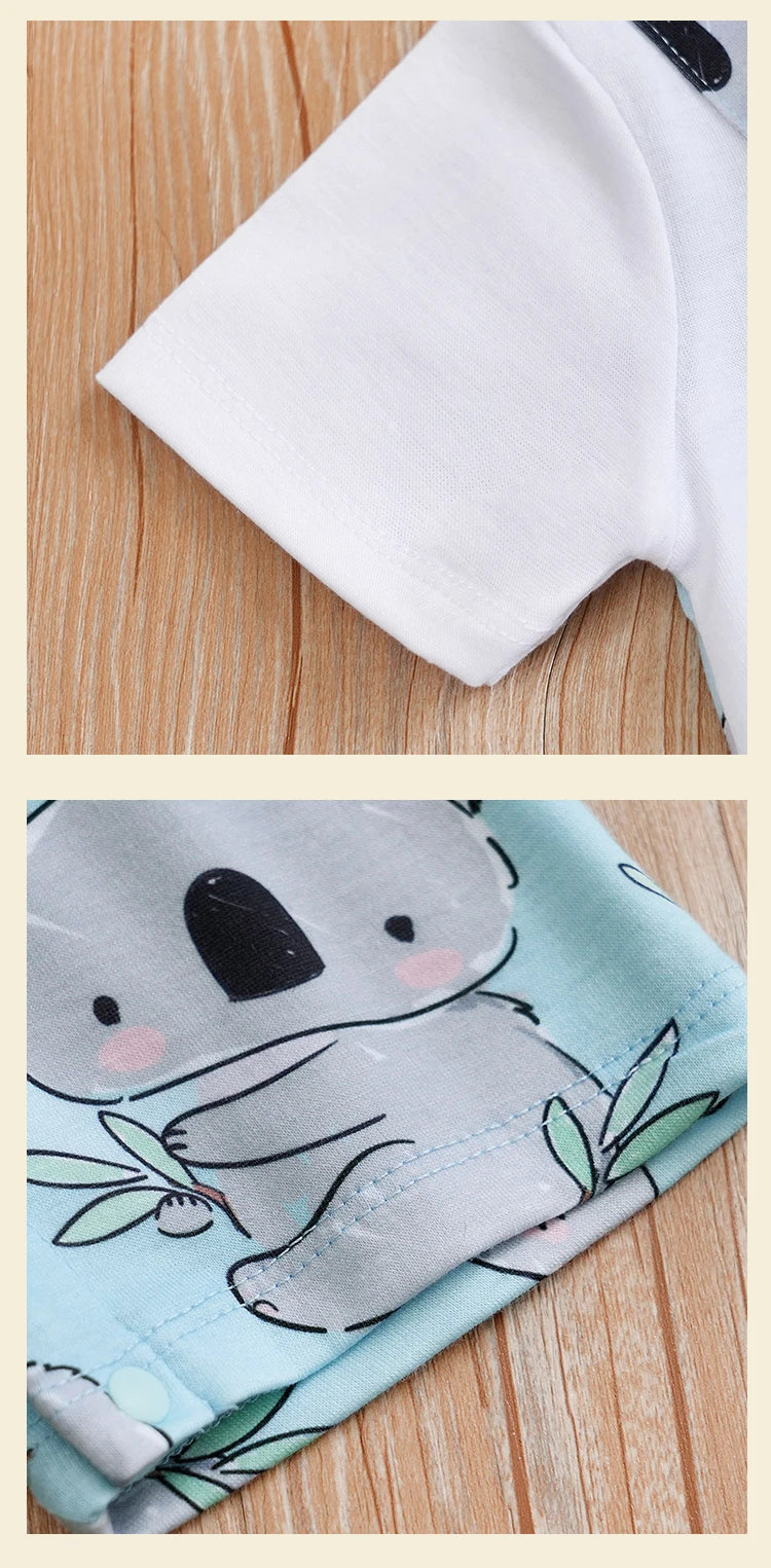 Newborn Baby Clothes Girl Boy koala print Jumpsuit Summer Short Sleeve Romper 0-18 Month Infant Toddler Pajamas One Piece Outfit