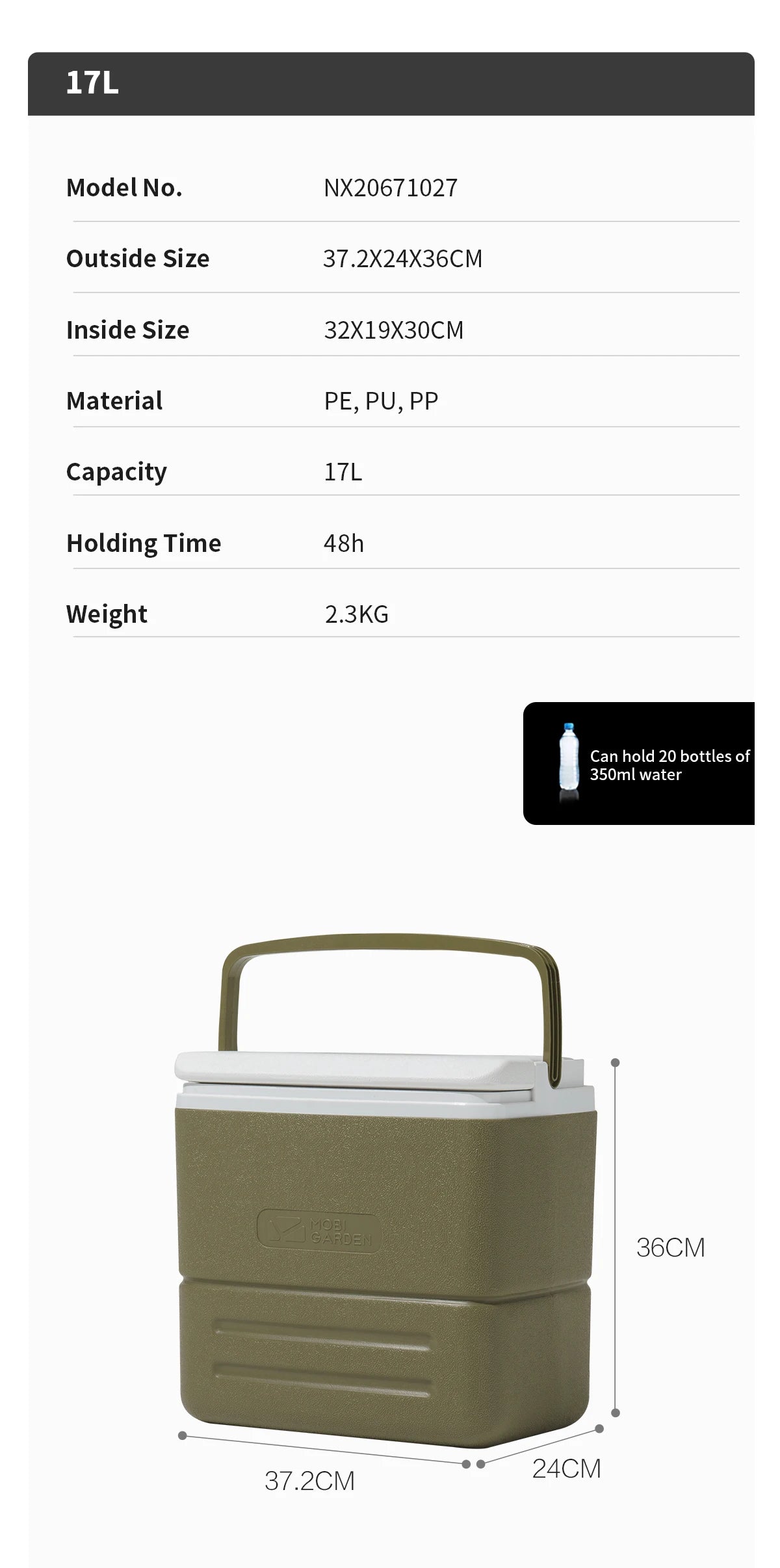 MOBI GARDEN Camping Cooler Box Ice Box Food&Drink Portable Outdoor Picnic Keep Fresh Refrigerator