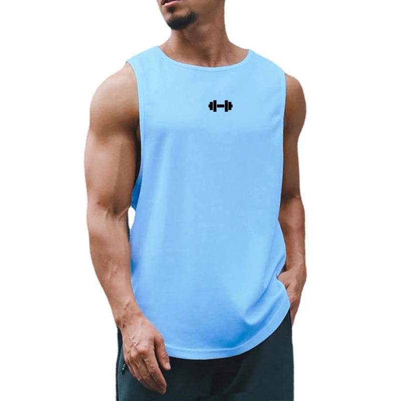 Summer Men's Gym Tank Top Fitness Training Clothing Quick-drying Loose Bodybuilding Sleeveless Shirt Men Fashion Basketball Vest - AIAZ