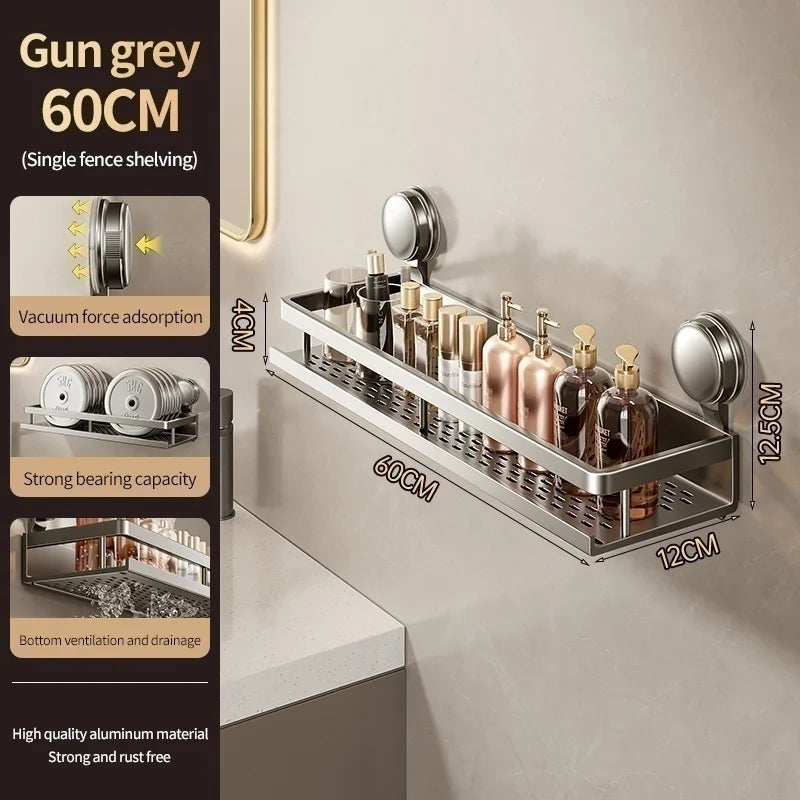 No Need To Drill Suction Cup Bathroom Storage Rack, Wall-mounted Oganizing Rack Cosmetic Storage Rack, Kitchen Storage Rack