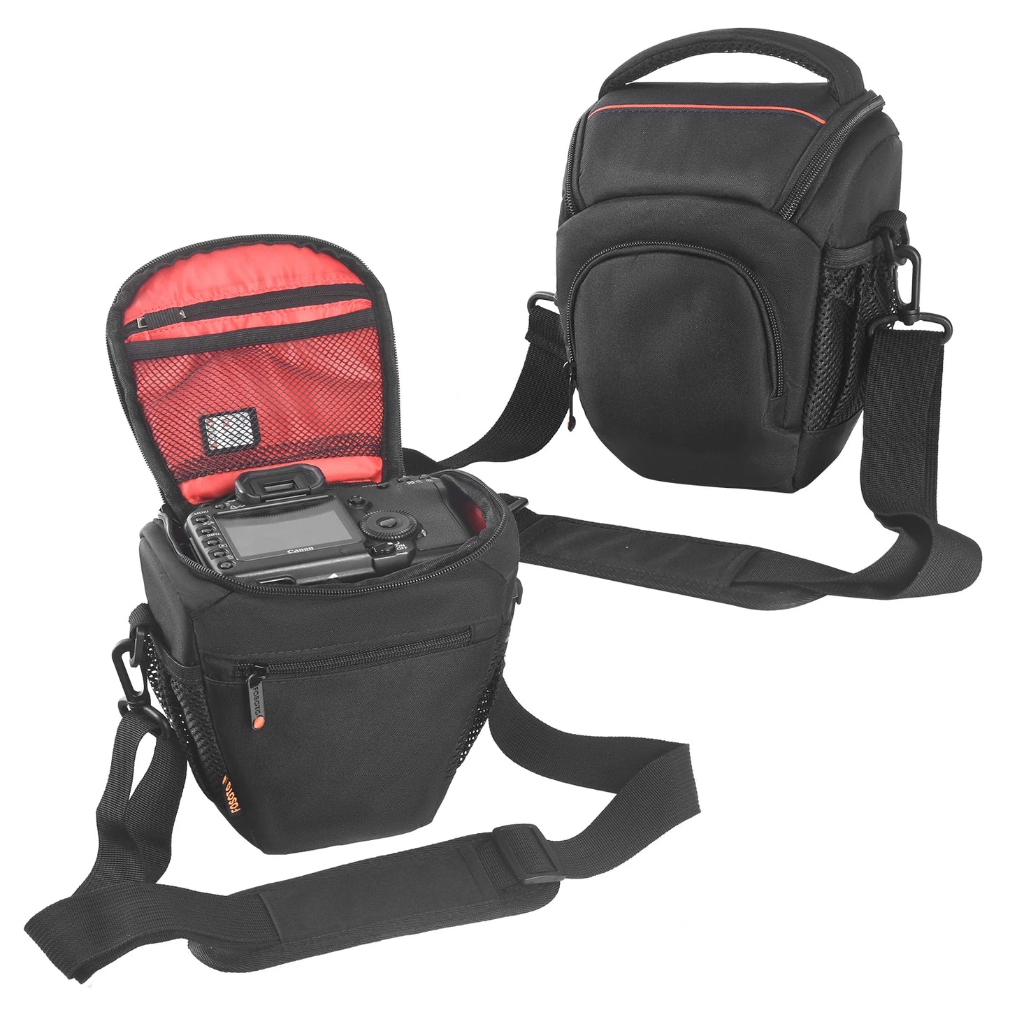 FOSOTO FT-R5 Black DSLR Camera Bag Shoulder Waterproof Rain Cover Crossbody Case Compatible for Canon Nikon Pentax Olympus