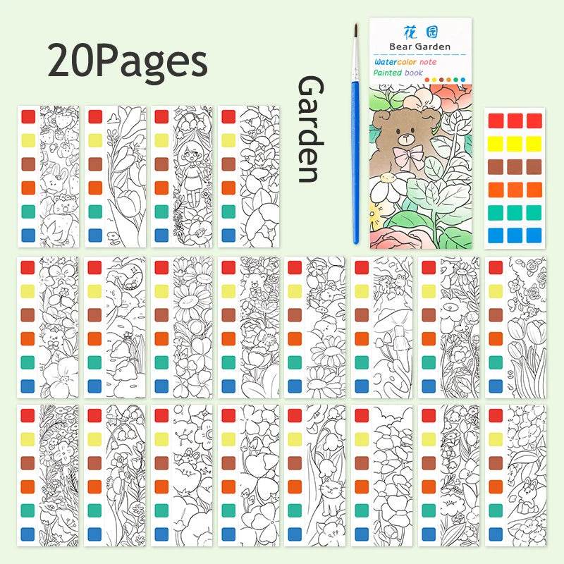 12Pages Coloring Books Portable Watercolor Painting Book Graffiti Picture Books Painting Drawing Toys For Children Gift - AIAZ
