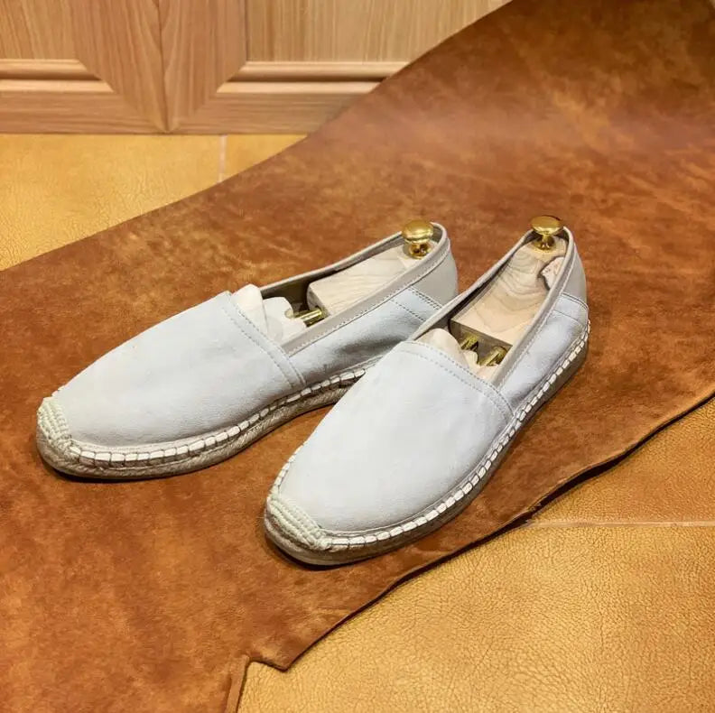 Men Sheepskin Loafers White Slip on Driving Boats Shoes Fashion Comfort Summer Lazy Flats Shoe