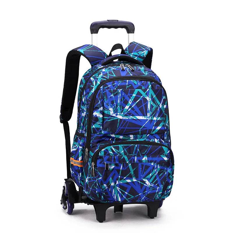 School bags with Wheels School Rolling Backpacks for Boys Trolley Bag Waterproof Orthopedic School Bag Student Wheeled Backpack - AIAZ