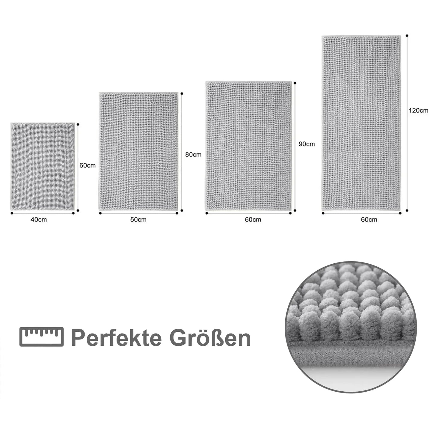 Kitinjoy Luxury Chenille Bath Mat Soft Non-slip Bathroom Shower Rug Extra Absorbent Mat Washable Quick Drying Foot Floor Carpets