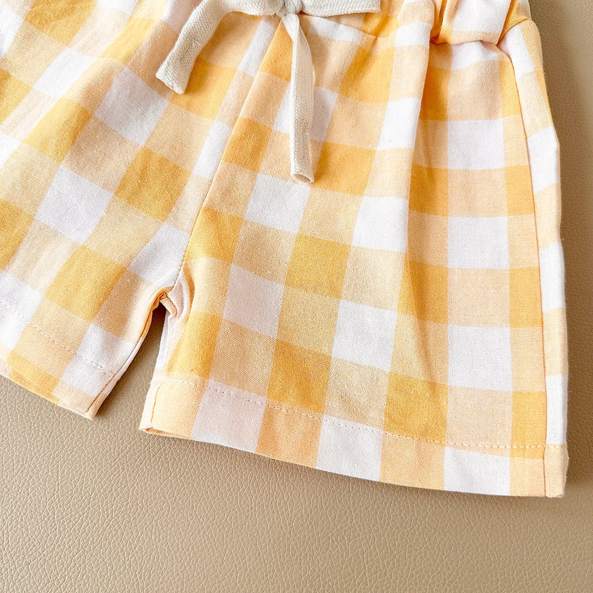 2PCS Summer Baby Boys Girls Clothes Set Lemon Print T-shirt+Checkered Shorts Beach Infant Toddler Outfit Suit 0-3Y