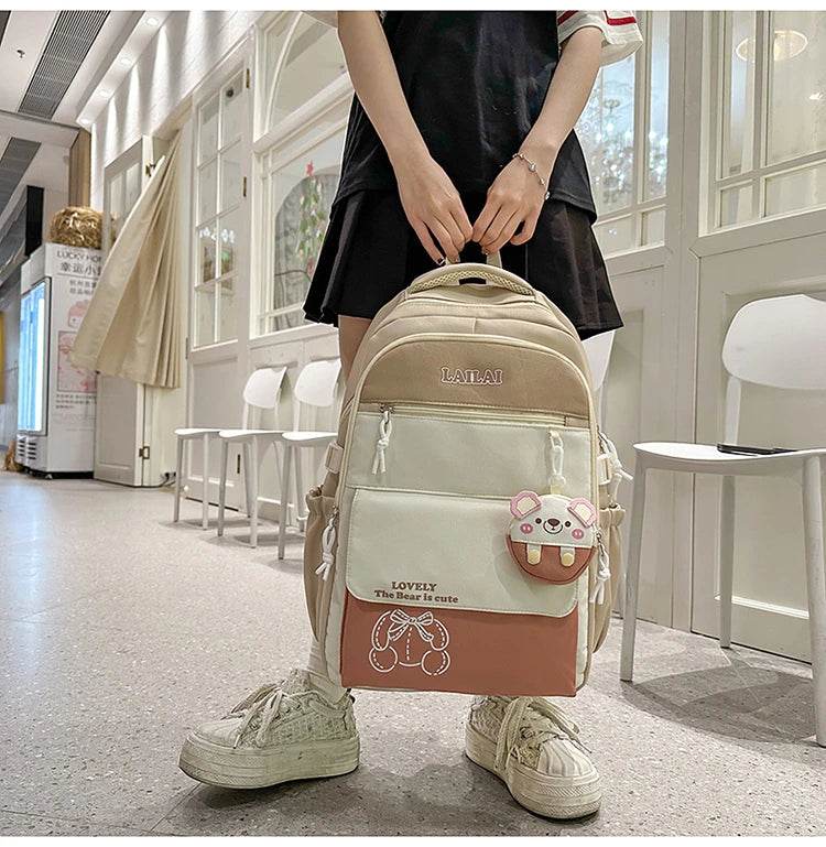 Schoolbag, a lightweight and large - capacity backpack designed for junior high school girls, aiming to relieve pressure and pro - AIAZ