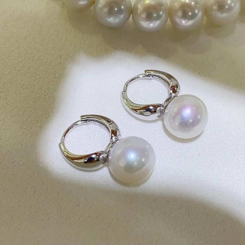 SGARIT Classic Versatile Pearl Earrings Natural Freshwater Pearl 925 Sterling Silver Pearl Jewelry For Wemon Wedding Gift SE35