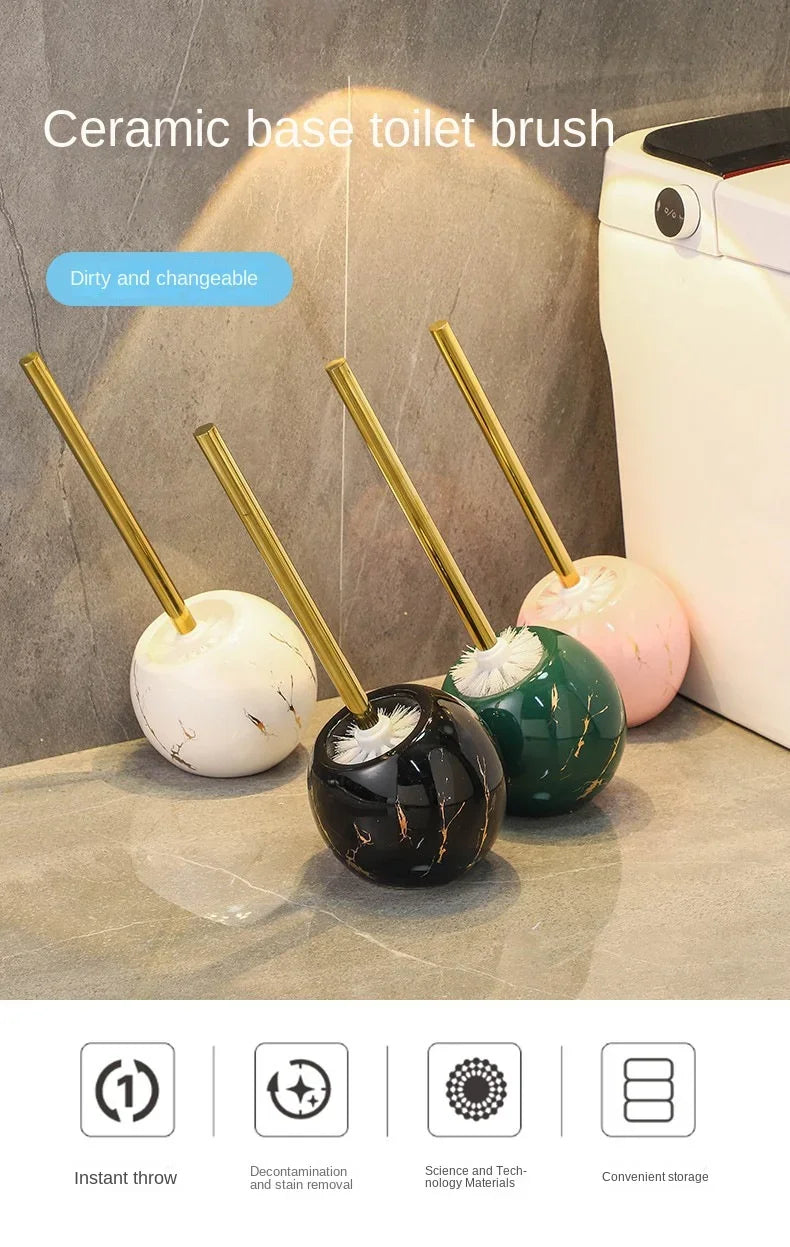 Nordic Ceramic Base Imitation Marble Toilet Brush and Holder Household Bathroom Toilet GapCleaning Supplies Bathroom Accessories