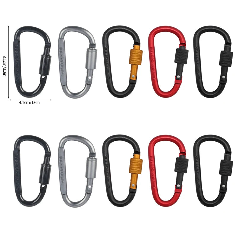 5pcs/set Tactical Carabiners Clips EDC Survival Climbing Carabiners Clip Quickdraw Clip Caribiner Hooks Karabiners Accessories