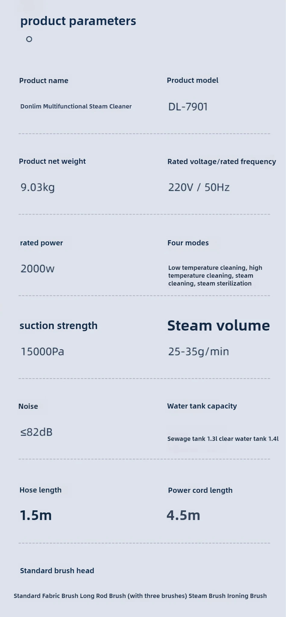 Donlim Dl-7901 Steam Cleaning Machine High-temperature Steam Household Cloth Carpet Kitchen Cleaning Machine 220V