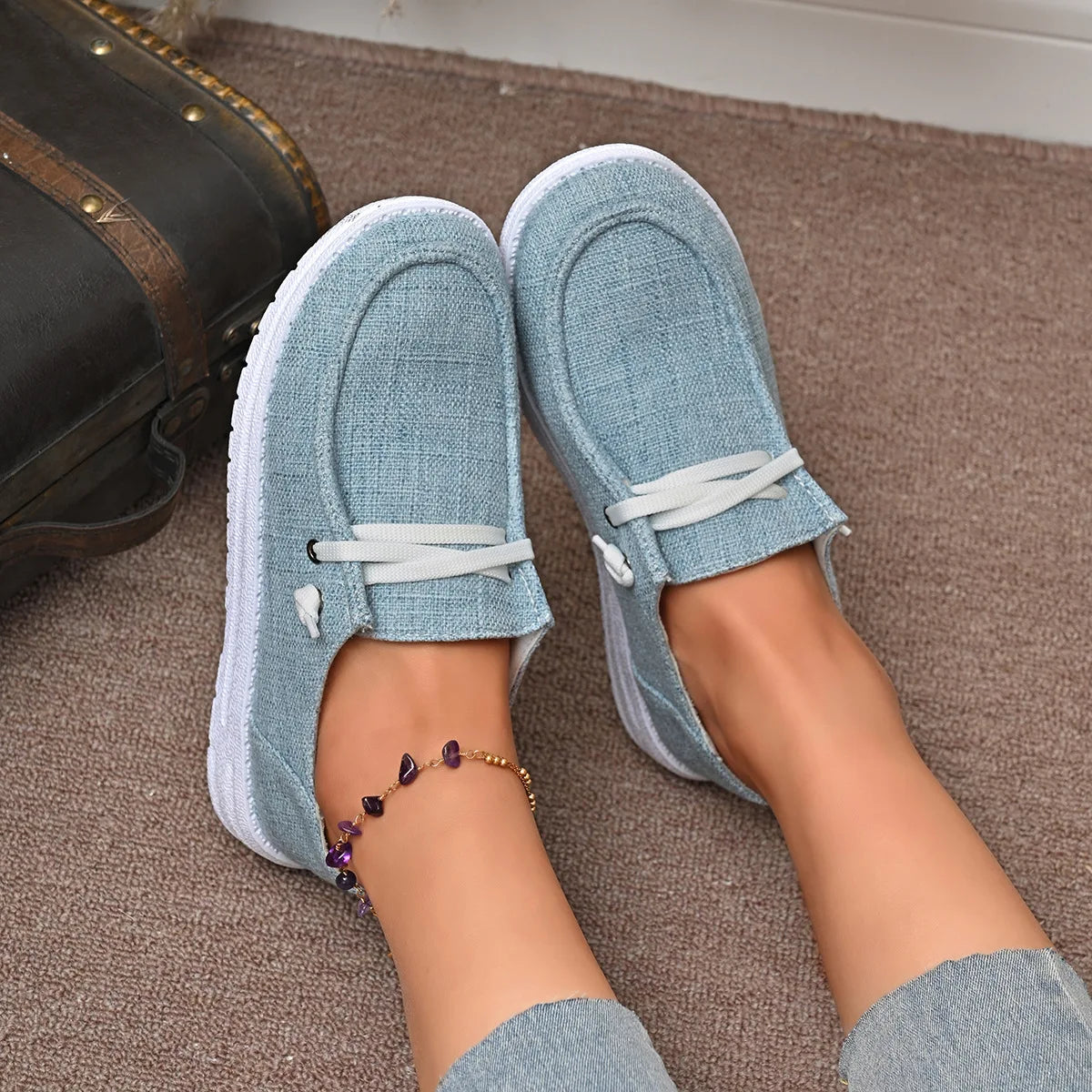 Lightweight Women Canvas Shoes Women Casual Sneakers Breathable Loafers Comfortable Solid Color Soft Sole Shoes Designer Shoes
