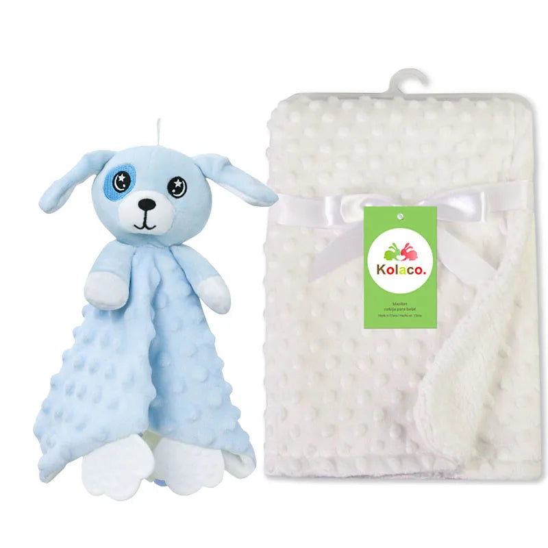 Personalized Baby Blanket Newborn Stroller Sleeping Dolls Custom Blanket With Name Animal Security Towel Gift Set