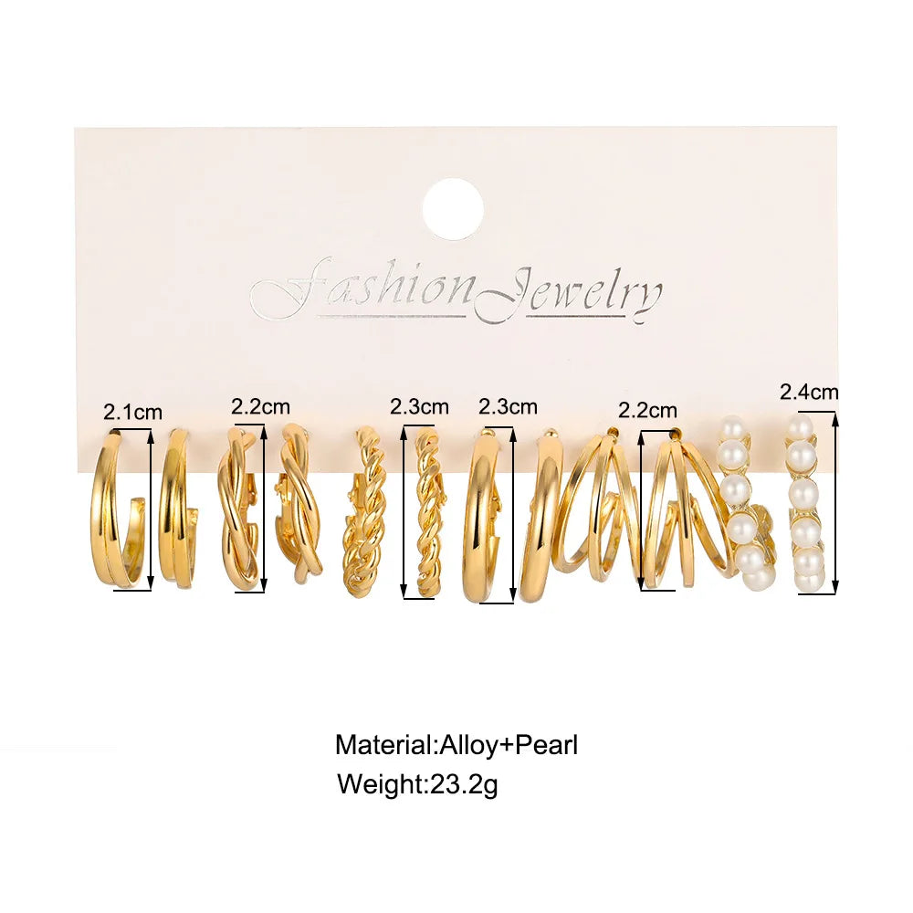 6 Pairs Gold Silver Plated Hoop Earrings Set for Women Lightweight Chunky Ear Ring Multipack Hypoallergenic Jewelry for Gifts