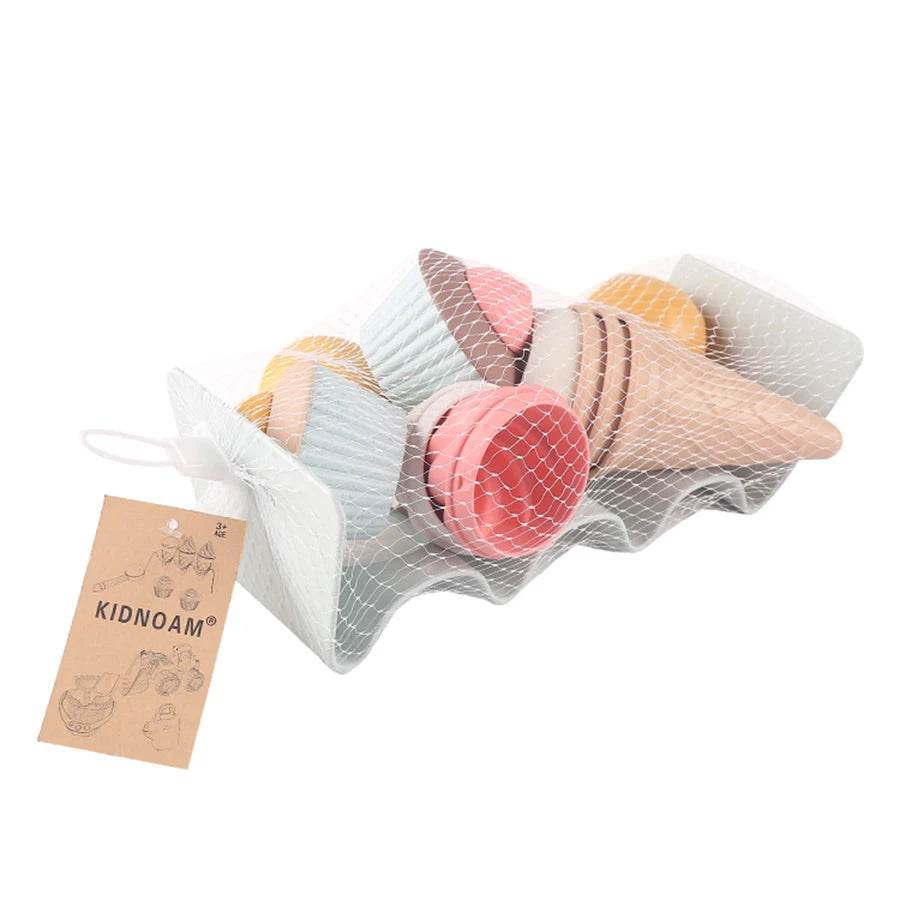Children Beach toys play sand wheat straw material ice cream toys digging sand tools environmental Nordic wind outdoor - AIAZ