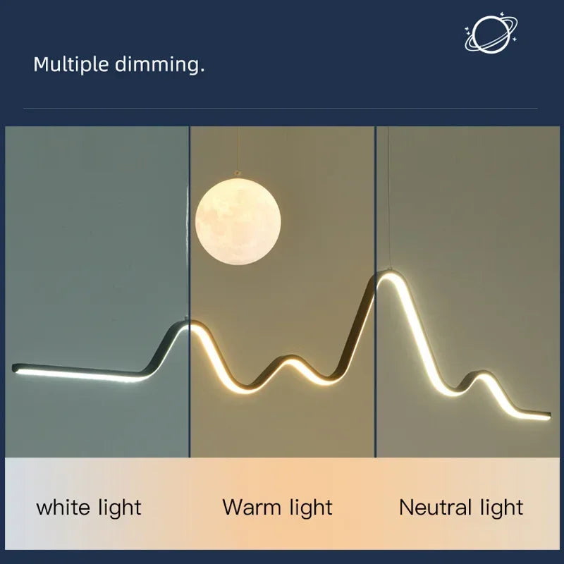 2023 Dining Table Modern Led Pendant Light Lamp For Modern Dining Room Kitchen Bar Designer Line Chandelier Lighting Decor