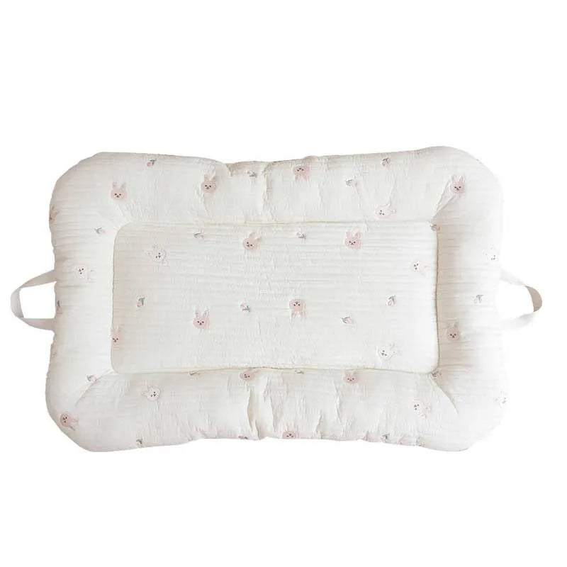 Cartoon Embroidery Bear Sleeping Nest for Baby Bed Crib with Pillow Travel Playpen Cot Infant Toddler Infant Cradle Mattress