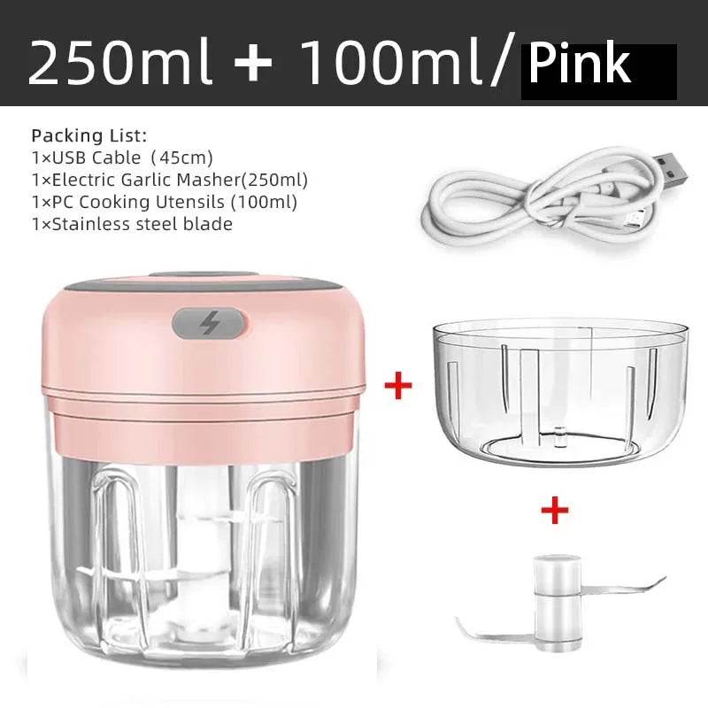 100ML/250ML Mini Electric Garlic Chopper USB Meat Grinder Garlic Masher Machine Sturdy Durable Crushed Ginger Vegetable Crusher - AIAZ
