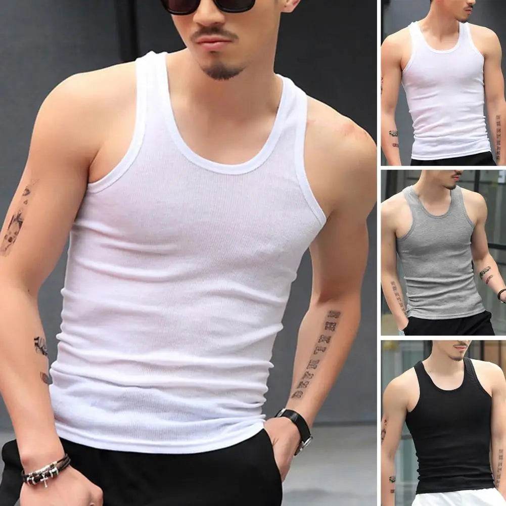 Men's Vest White Black Breathable Quick Drying Elastic Sports Vest Men Sleeveless Undershirt Fitness Training Running Tank Top - AIAZ