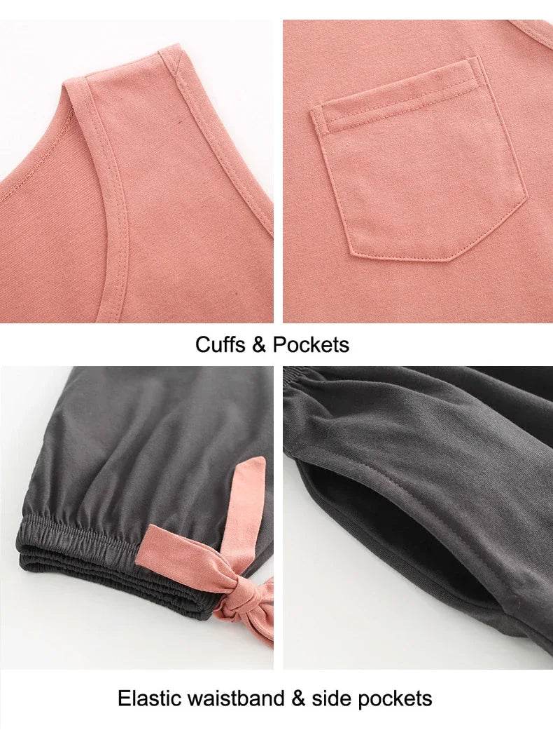 New women's pajamas set summer Cotton solid color top print shorts sleepwear Korean kawaii home clothes pijama two piece set - AIAZ