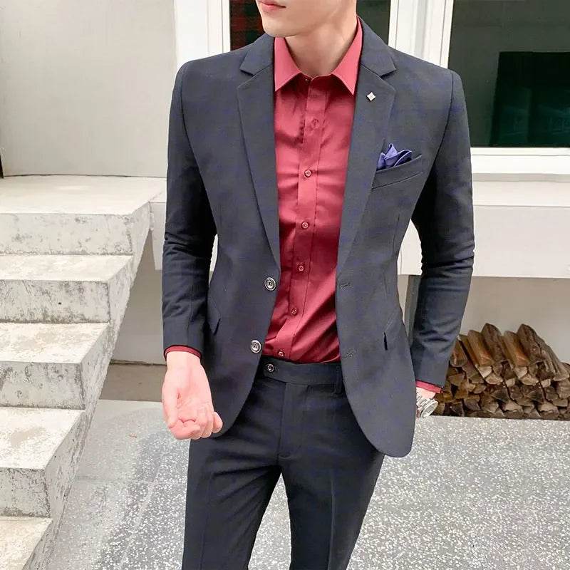2025 Suit (Blazer+ Pants) Men's Fashion Hosts British Style Work Business Wedding Casual Art Style Elegant Gentleman Suit M-5XL - AIAZ