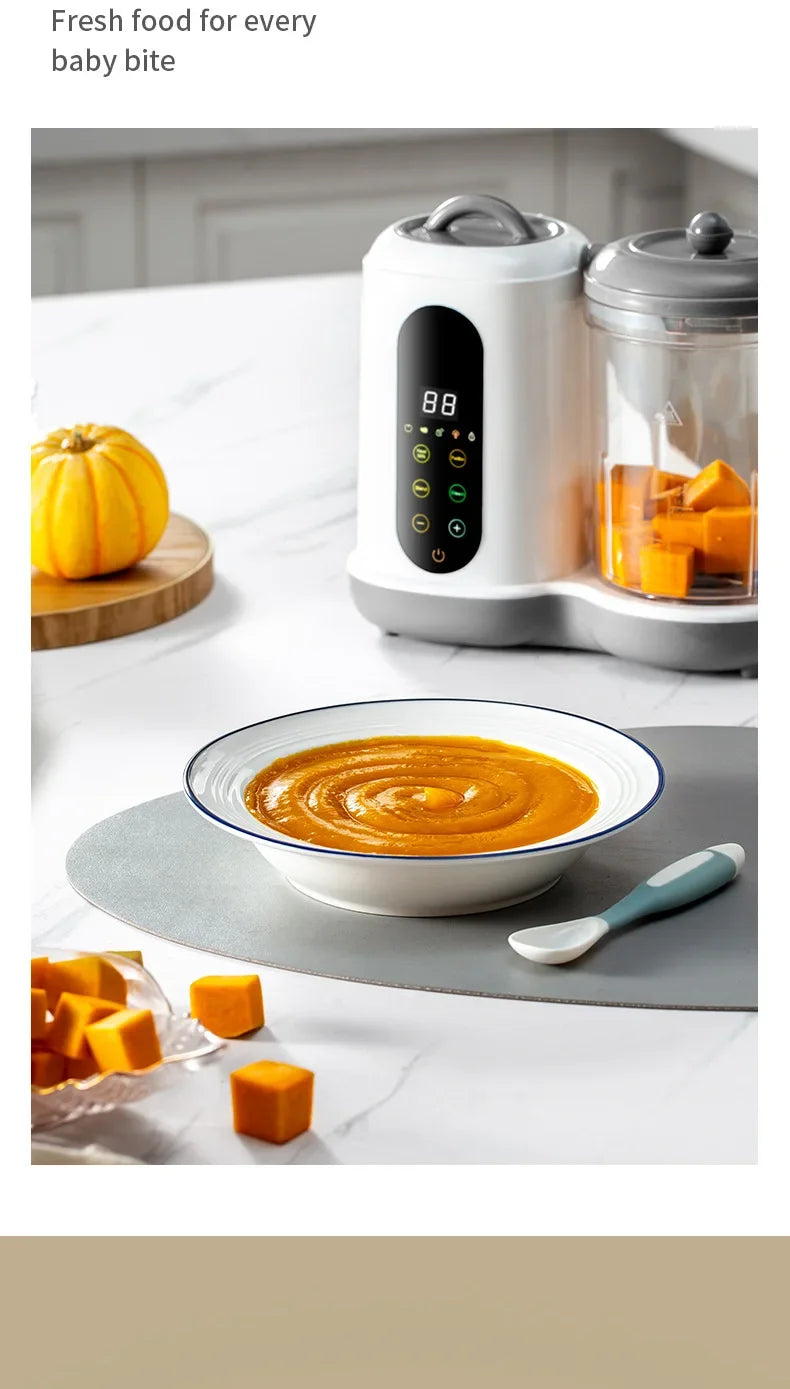 2024 Baby Food Maker One Step Baby Food Processor Steamer Puree Blender Auto Cooking & Grinding Touch Screen Control White