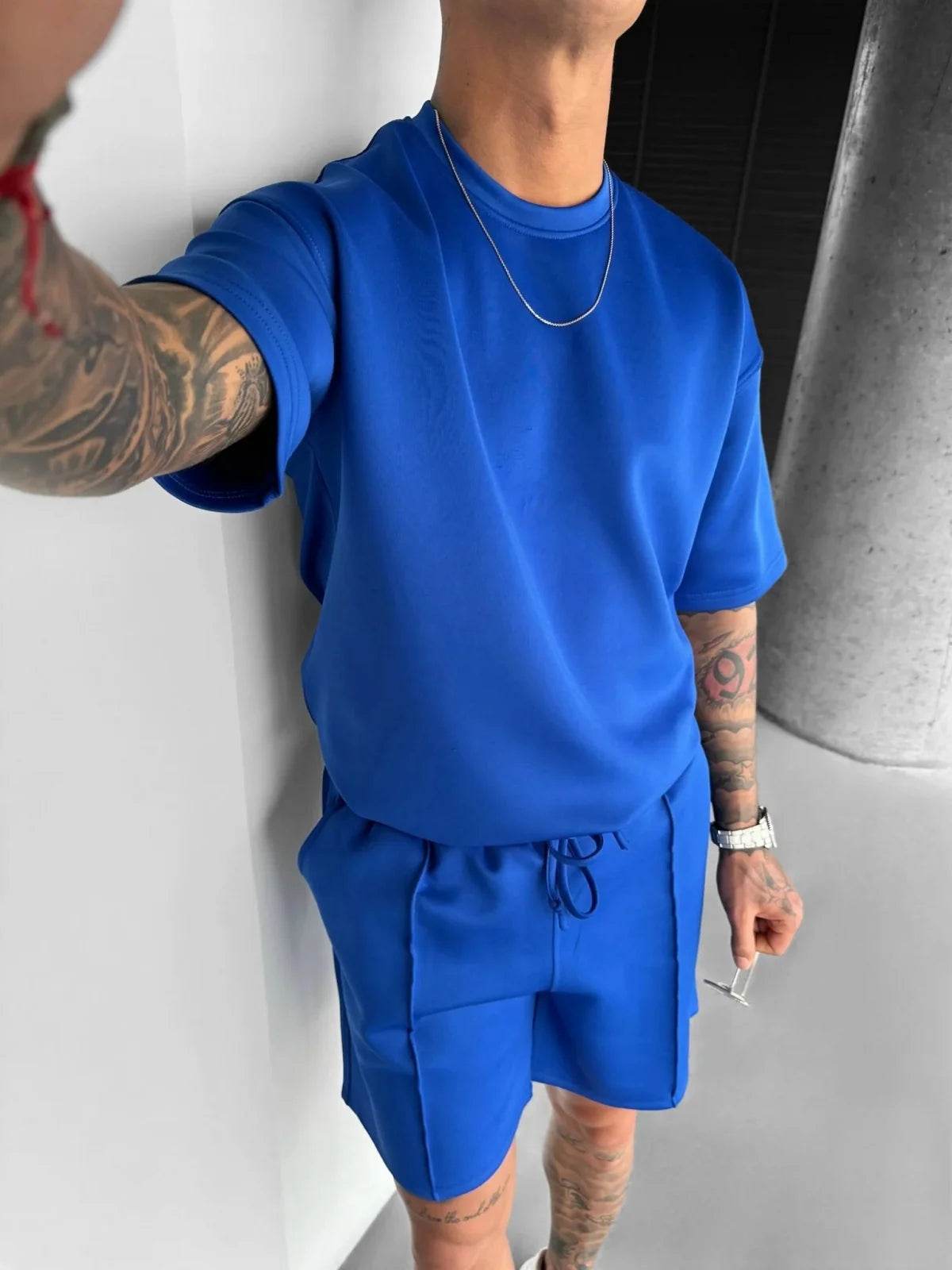Men 2025 summer fashion sports design sense simple casual solid color quick drying short-sleeved T-shirt trend clothes - AIAZ