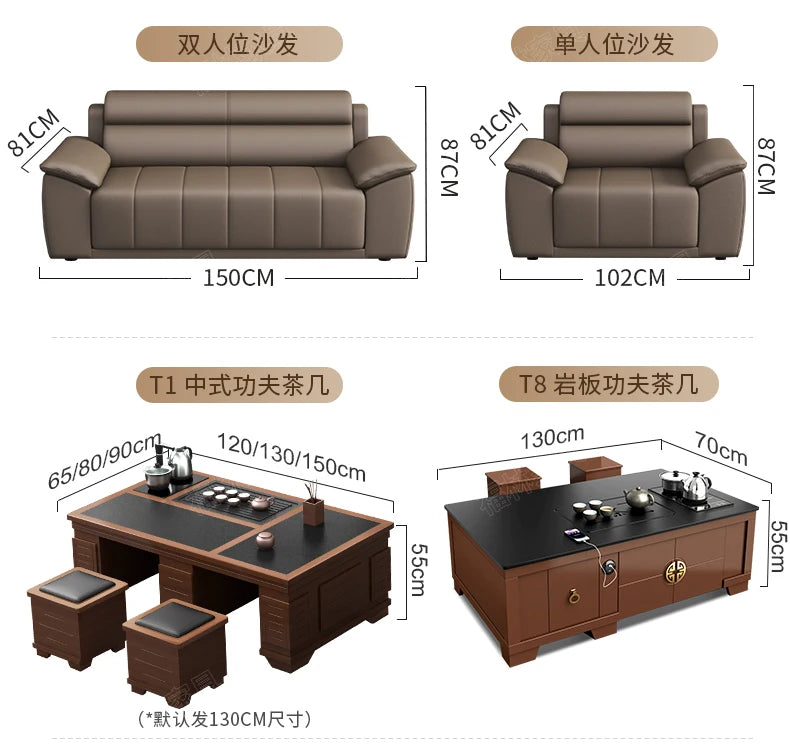Office Sofa Coffee Table Combination Modern Simple Business Three-person Reception Negotiation Area a Full Pull-out Armchair