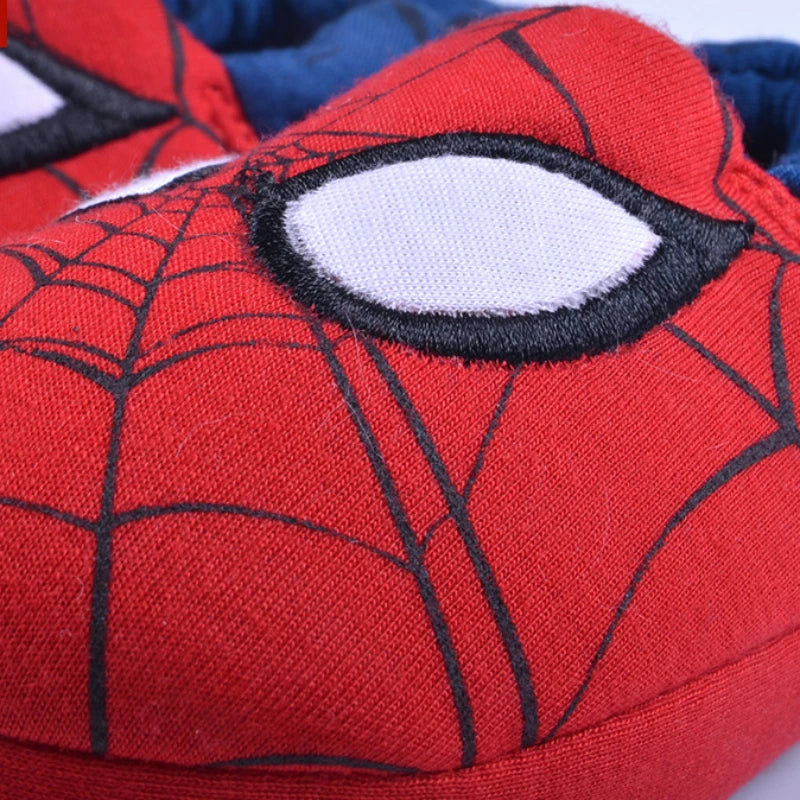 Disney Indoor Home Slippers Parent-child Heel Cotton Anti-skid Floor Children's Shoes Breathable Cartoon Red Slippers Size 26-46