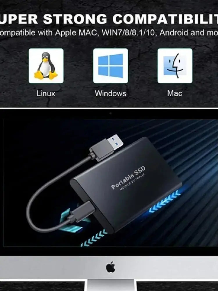 High-Performance SSD 1TBOriginal Hard Drive 128TB Ultra - Thin External Hard Disk 256TB USB3.1 for MAC/Laptop/Phone/Computer