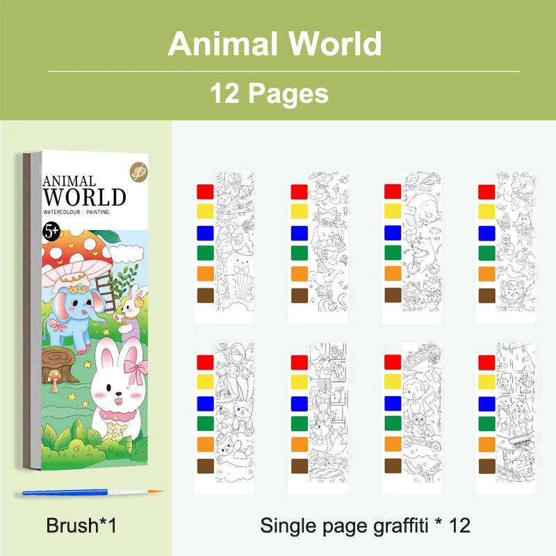 12Pages Coloring Books Portable Watercolor Painting Book Graffiti Picture Books Painting Drawing Toys For Children Gift - AIAZ