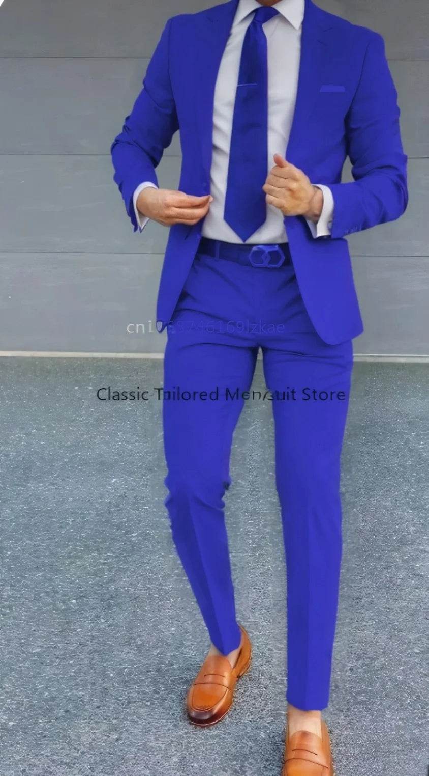Men's Suit 2 Piece Suit Jacket Pants Formal Wedding Tuxedo Groom Clothes Custom Color Blazer XS-5XL - AIAZ