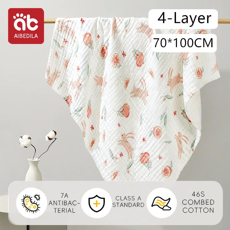 AIBEDILA Newborn baby bath towel pure cotton gauze bath towel Class A soft children's blanket absorbent newborn baby blanket