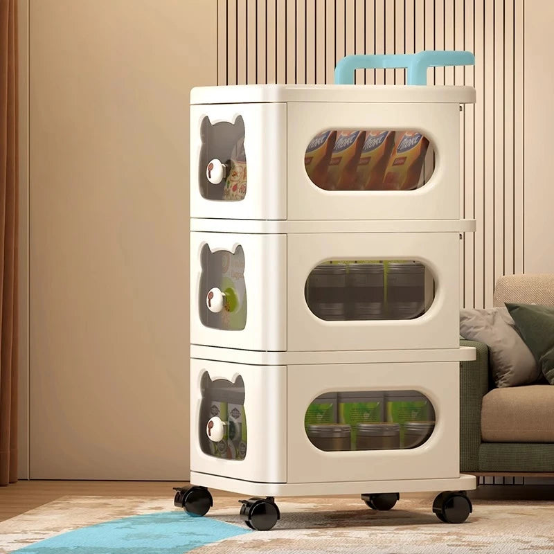 Household handcart baby snack toy storage rack, multi-layer drawer style storage rack, movable storage cabinet