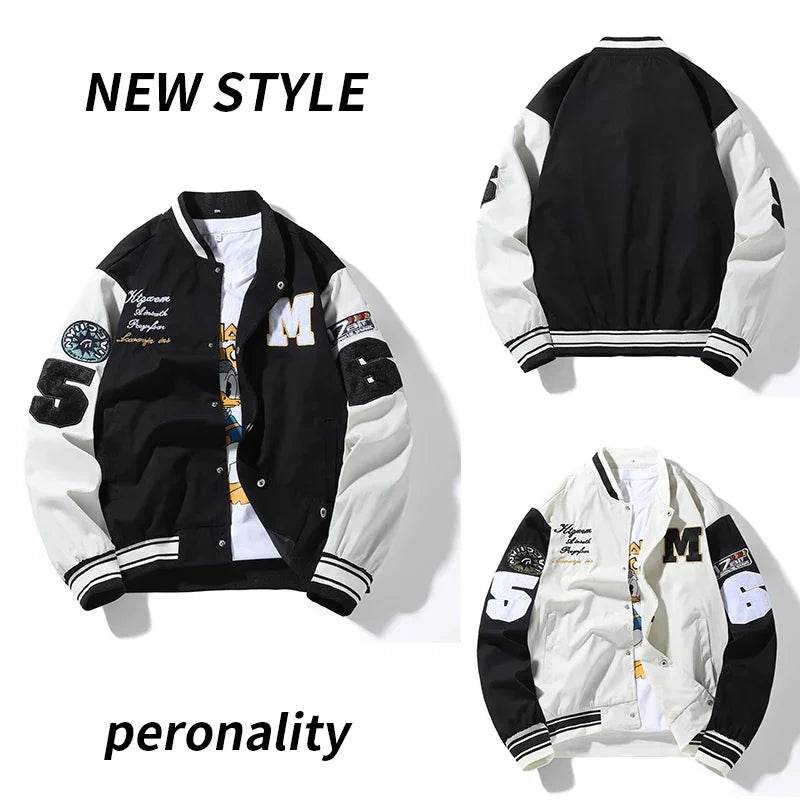 Mens Clothes Loose Fashion Baseball Uniform Outdoor Biker Travel Coat Men Loose Jacket Sportswear Motorcycle Jacket Men's Coat - AIAZ