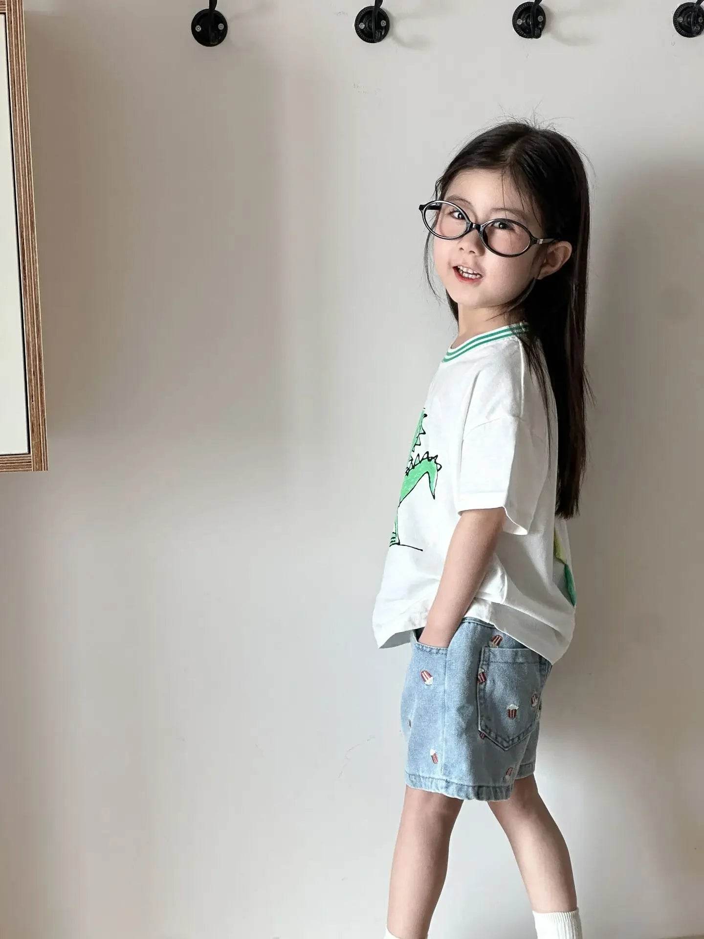 Fashion Cartoob Print Denim Kids Shorts Girls Pants Summer 2025 New Boys Summer Clothes Baby Loose Casual Pants - AIAZ