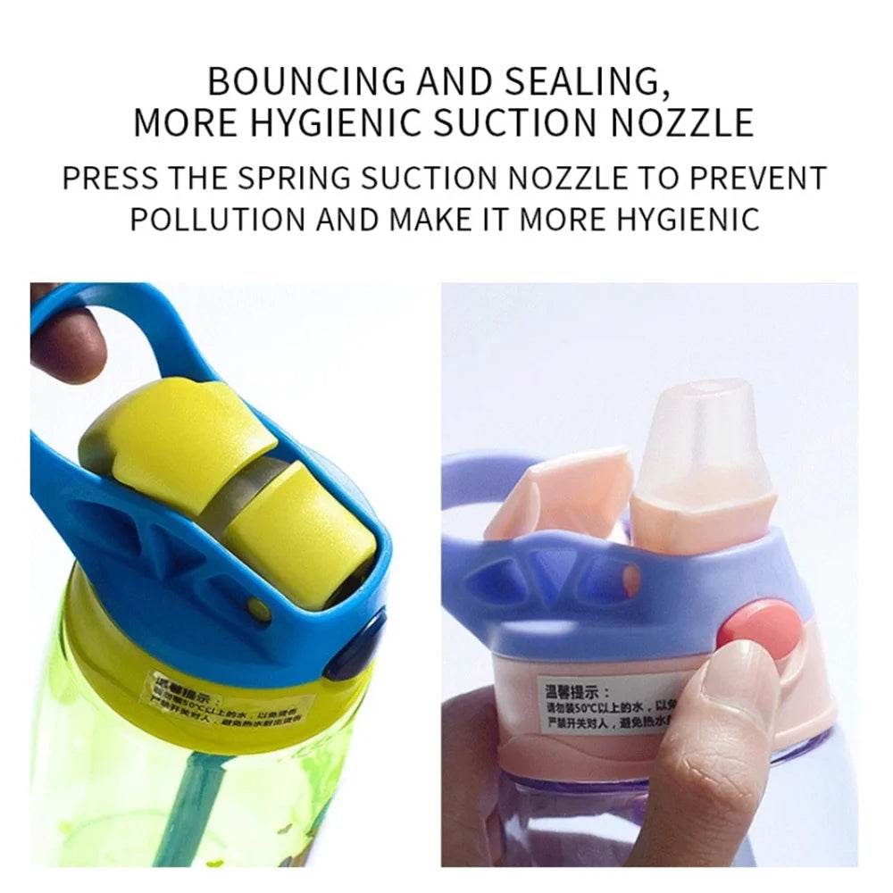 480Ml Kids Sippy Cup Water Bottles Creative Cartoon Feeding Cups With Straws And Lids Spill Proof Portable Toddlers Drinkware - AIAZ