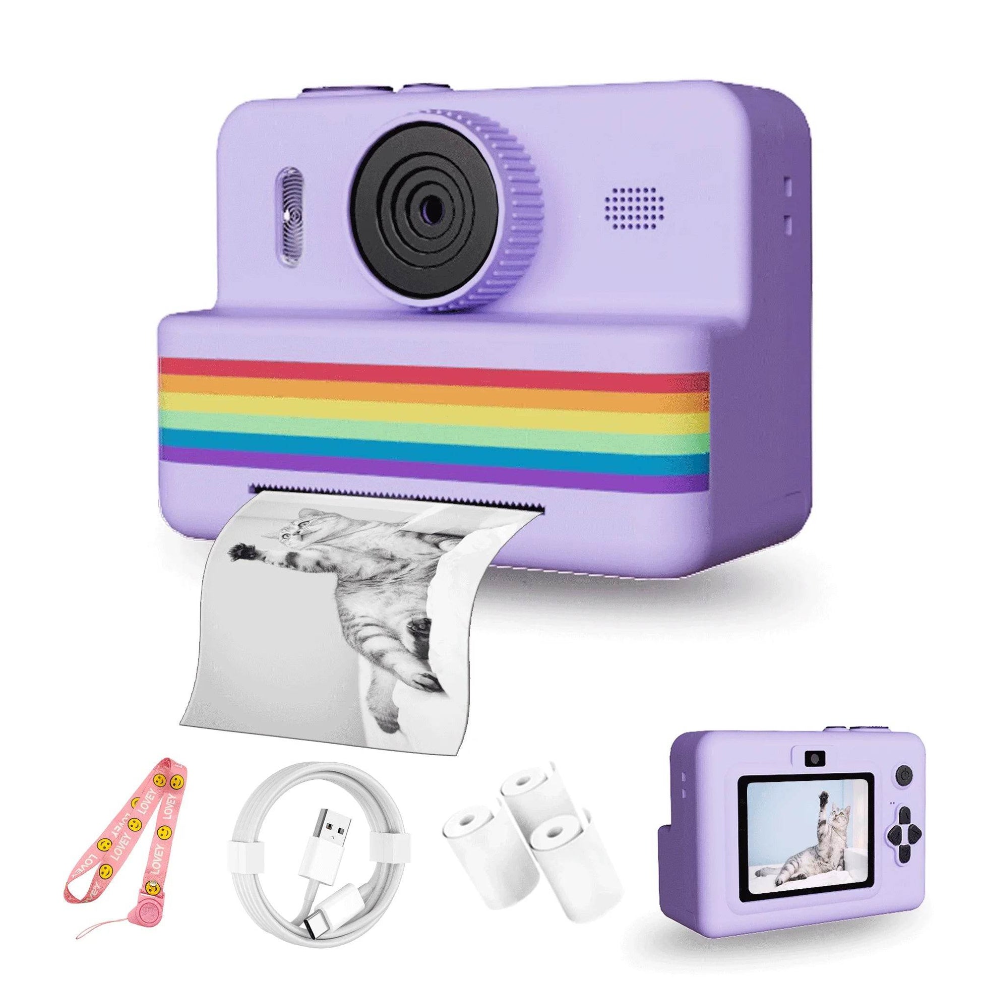 2.8 Inch Large Screen Instant Print Camera, HD Digital Video Camera for Kids, Outdoor Zero Ink Portable Print Toy Camera - AIAZ